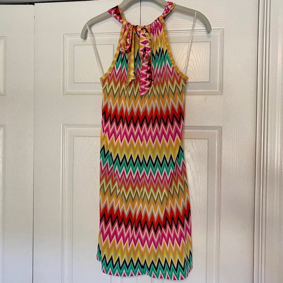 Trina Turk Chevron Halter Shift Dress XS - Picture 3 of 6